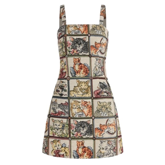 Cider Dresses & Skirts - NWT Cider cat print fit and flare sleeveless mini dress size XS